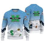 Marshall Thundering Herd Sweater Custom Winter Football Snoopy Blue White Best Selling