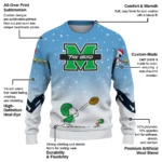 Marshall Thundering Herd Sweater Custom Winter Football Snoopy Blue White Best Selling
