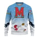 Maryland Terrapins Sweater Customized Winter Football Snoopy Blue White Best Selling