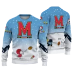Maryland Terrapins Sweater Customized Winter Football Snoopy Blue White Best Selling