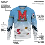 Maryland Terrapins Sweater Customized Winter Football Snoopy Blue White Best Selling