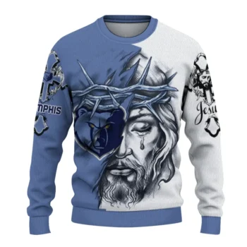Memphis Grizzlies Sweater Personalized Jesus Tear Blue White Best Selling
