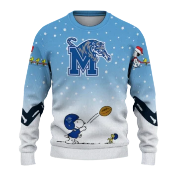 Memphis Tigers Sweater Custom Winter Football Snoopy Blue White Best Selling