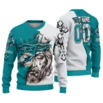 Miami Dolphins Sweater Custom Jesus Tear Aqua White Best Selling