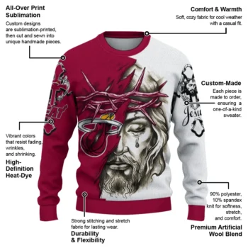 Miami Heat Sweater Customized Jesus Tear Red White New Arrival