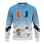 Miami Hurricanes Sweater Customized Winter Football Snoopy Blue White Best Selling