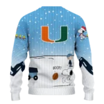Miami Hurricanes Sweater Customized Winter Football Snoopy Blue White Best Selling