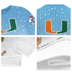 Miami Hurricanes Sweater Customized Winter Football Snoopy Blue White Best Selling