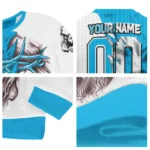 Miami Marlins Sweater Custom Jesus Tear Blue White Best Selling