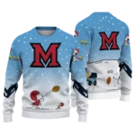 Miami Redhawks Sweater Customized Winter Football Snoopy Blue White Best Selling