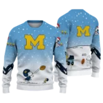 Michigan Wolverines Sweater Custom Winter Football Snoopy Blue White Best Selling