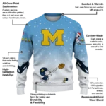 Michigan Wolverines Sweater Custom Winter Football Snoopy Blue White Best Selling