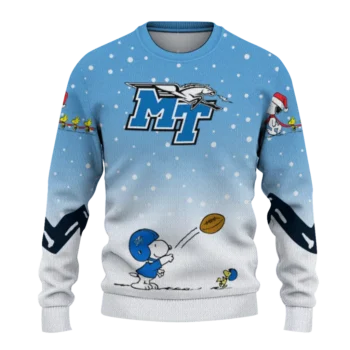 Middle Tennessee Blue Raiders Sweater Custom Winter Football Snoopy Blue White Best Selling