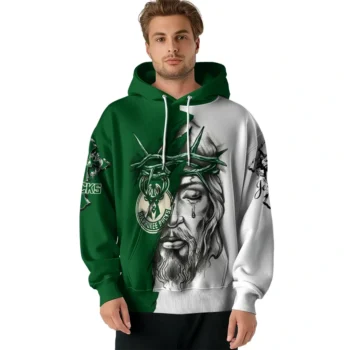 Milwaukee Bucks Hoodie Custom Jesus Tear Green Latest Model