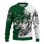 Milwaukee Bucks Sweater Custom Jesus Tear Green White Best Selling