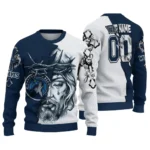 Minnesota Timberwolves Sweater Customized Jesus Tear Midnight Blue White Best Selling