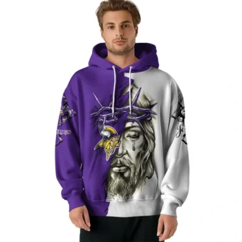Minnesota Vikings Hoodie Customized Jesus Tear Purple Latest Model