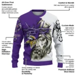 Minnesota Vikings Sweater Customized Jesus Tear Purple White Best Selling