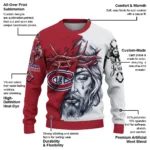 Montreal Canadiens Sweater Customized Jesus Tear Red White Best Selling