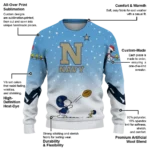 Navy Midshipmen Sweater Customized Winter Football Snoopy Blue White Best Selling