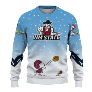 New Mexico State Aggies Sweater Personalized Winter Football Snoopy Blue White Best Selling