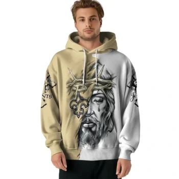 New Orleans Saints Hoodie Custom Jesus Tear Gold Latest Model