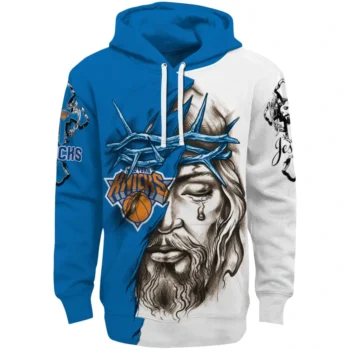New York Knicks Hoodie Customized Jesus Tear Blue Best Selling
