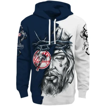 New York Yankees Hoodie Customized Jesus Tear Navy Best Selling