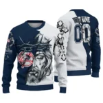 New York Yankees Sweater Customized Jesus Tear Navy White Best Selling