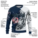New York Yankees Sweater Customized Jesus Tear Navy White Best Selling