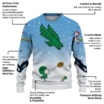 North Texas Mean Green Sweater Personalized Winter Football Snoopy Blue White Best Selling