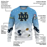 Notre Dame Fighting Irish Sweater Personalized Winter Football Snoopy Blue White Best Selling