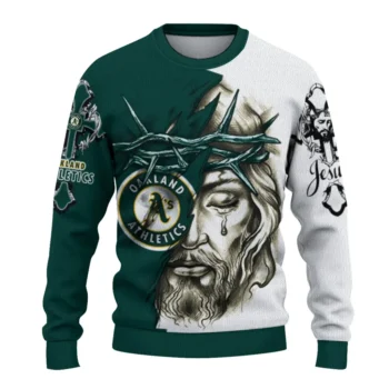 Oakland Athletics Sweater Personalized Jesus Tear Green White Best Selling