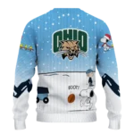 Ohio Bobcats Sweater Customized Winter Football Snoopy Blue White Best Selling
