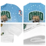 Ohio Bobcats Sweater Customized Winter Football Snoopy Blue White Best Selling