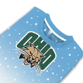 Ohio Bobcats Sweater Customized Winter Football Snoopy Blue White Top Rated