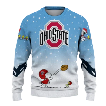 Ohio State Buckeyes Sweater Custom Winter Football Snoopy Blue White Best Selling