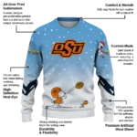 Oklahoma State Cowboys Sweater Personalized Winter Football Snoopy Blue White Best Selling