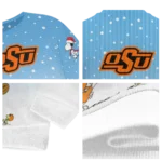 Oklahoma State Cowboys Sweater Personalized Winter Football Snoopy Blue White Best Selling