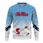 Ole Miss Rebels Sweater Custom Winter Football Snoopy Blue White Best Selling