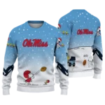 Ole Miss Rebels Sweater Custom Winter Football Snoopy Blue White Best Selling