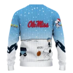 Ole Miss Rebels Sweater Custom Winter Football Snoopy Blue White Best Selling