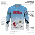 Ole Miss Rebels Sweater Custom Winter Football Snoopy Blue White Best Selling