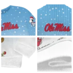 Ole Miss Rebels Sweater Custom Winter Football Snoopy Blue White Best Selling