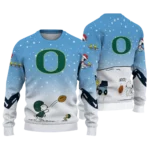 Oregon Ducks Sweater Custom Winter Football Snoopy Blue White Best Selling