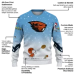 Oregon State Beavers Sweater Customized Winter Football Snoopy Blue White Best Selling
