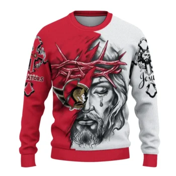 Ottawa Senators Sweater Custom Jesus Tear Red White Best Selling