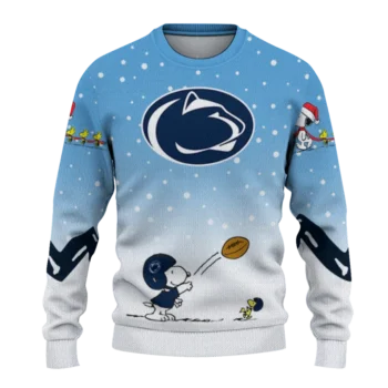 Penn State Nittany Lions Sweater Customized Winter Football Snoopy Blue White Best Selling