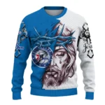 Philadelphia 76ers Sweater Custom Jesus Tear Blue White Best Selling