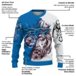 Philadelphia 76ers Sweater Custom Jesus Tear Blue White Best Selling